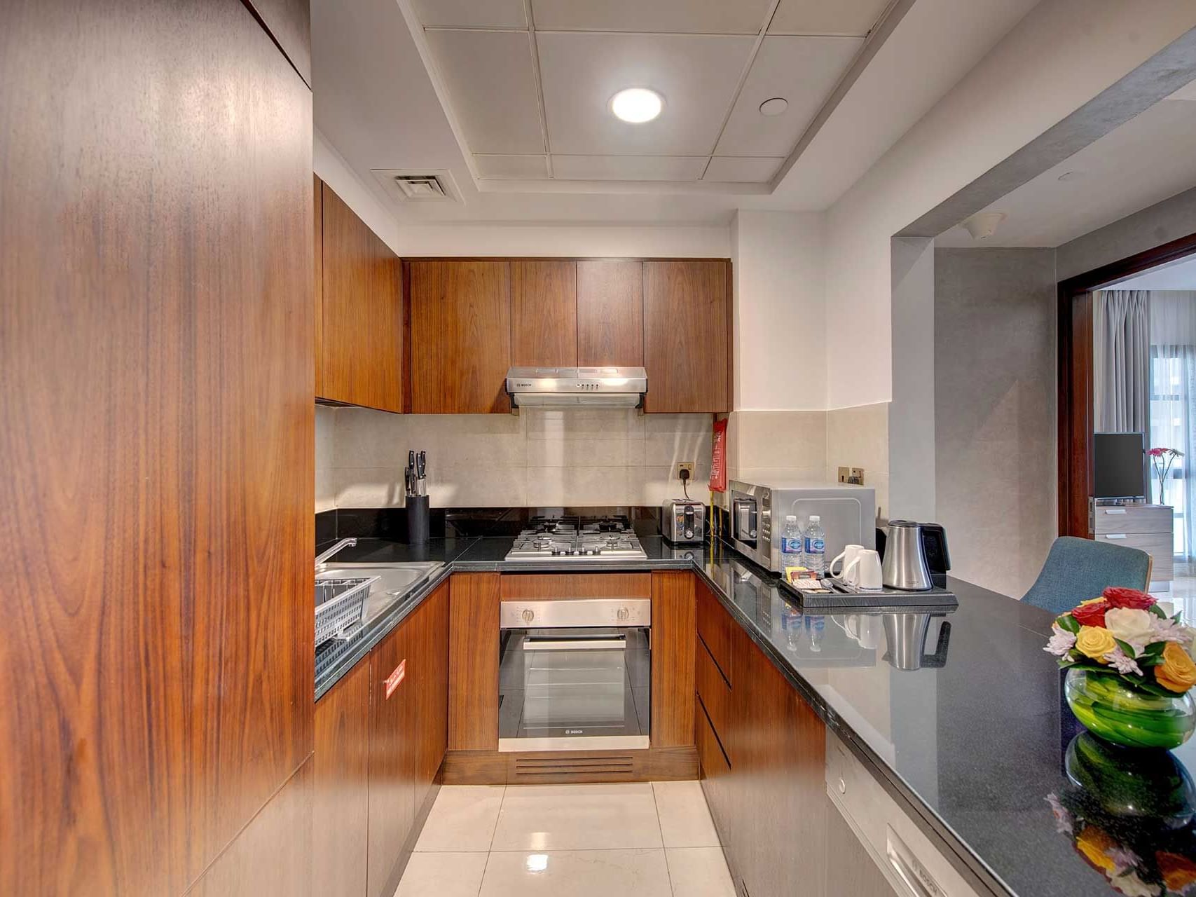 Kitchen at Suha Creek Hotel Apartments