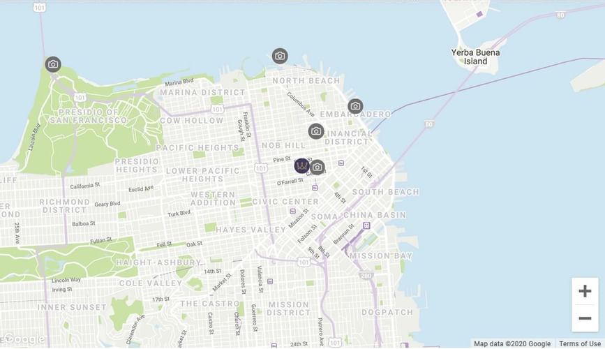 Map location of Warwick San Francisco