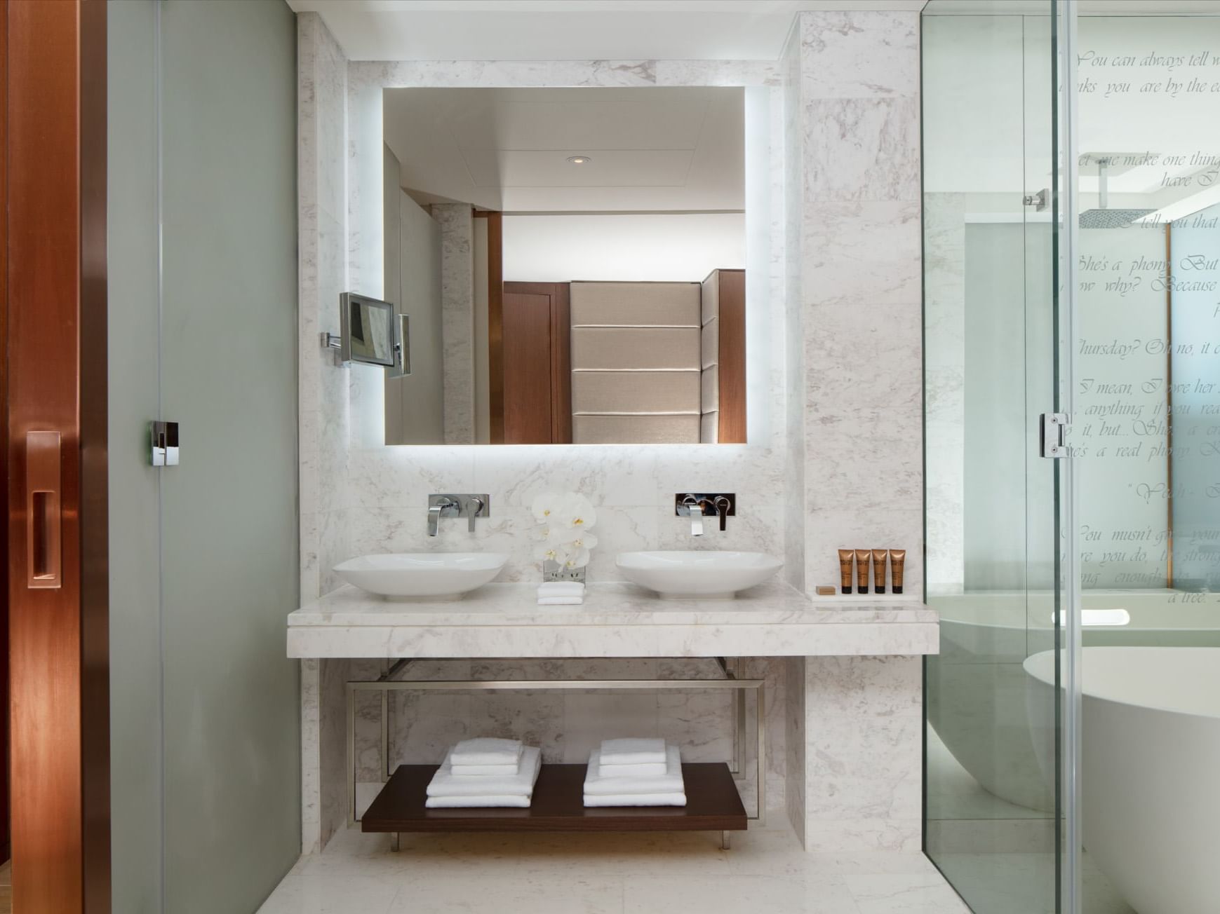 Bathroom vanity area in Scene Room at Paramount Hotel Dubai