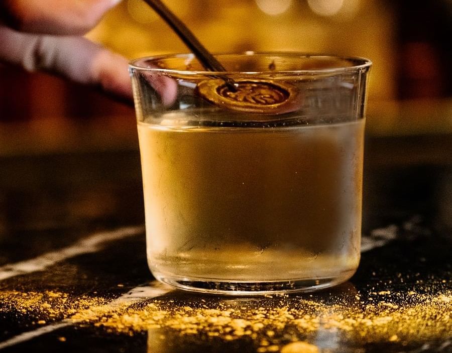 Close-up of a whiskey glass served at The May Fair Hotel