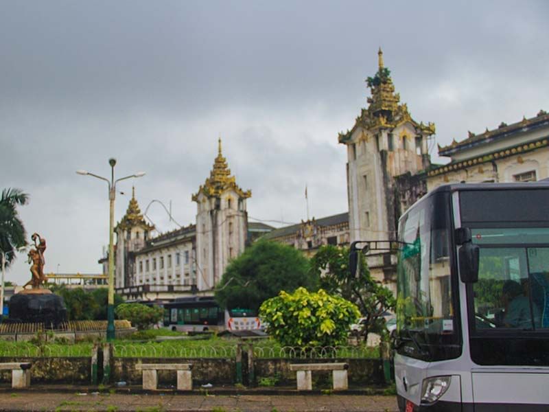 Outside of Yangon Central Railway Station near Chatrium Hotel Royal Lake Yangon