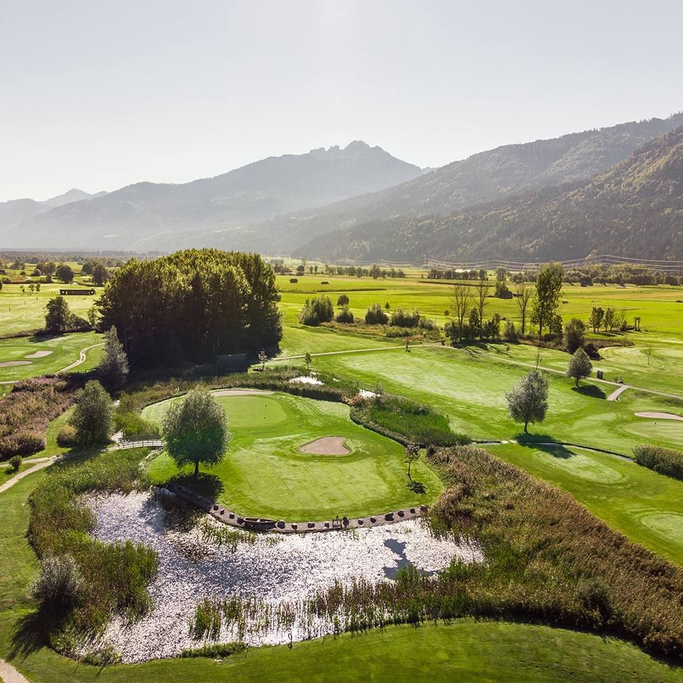 Aerial view of Nassfeld Golf Course near Falkensteiner Hotels