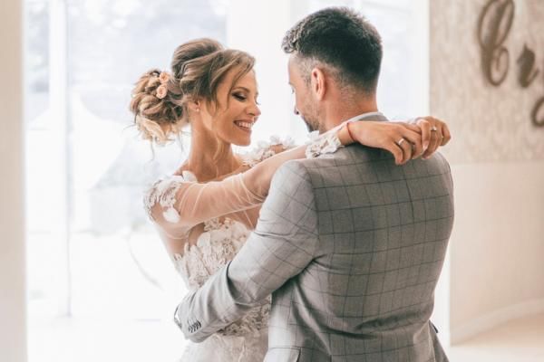 Bride and groom dancing at their wedding