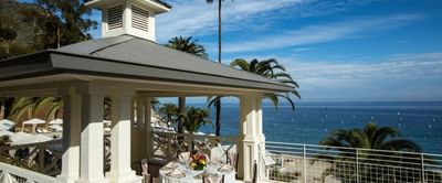 Gazebo overlooking the ocean on a sunny day at Catalina Island Company