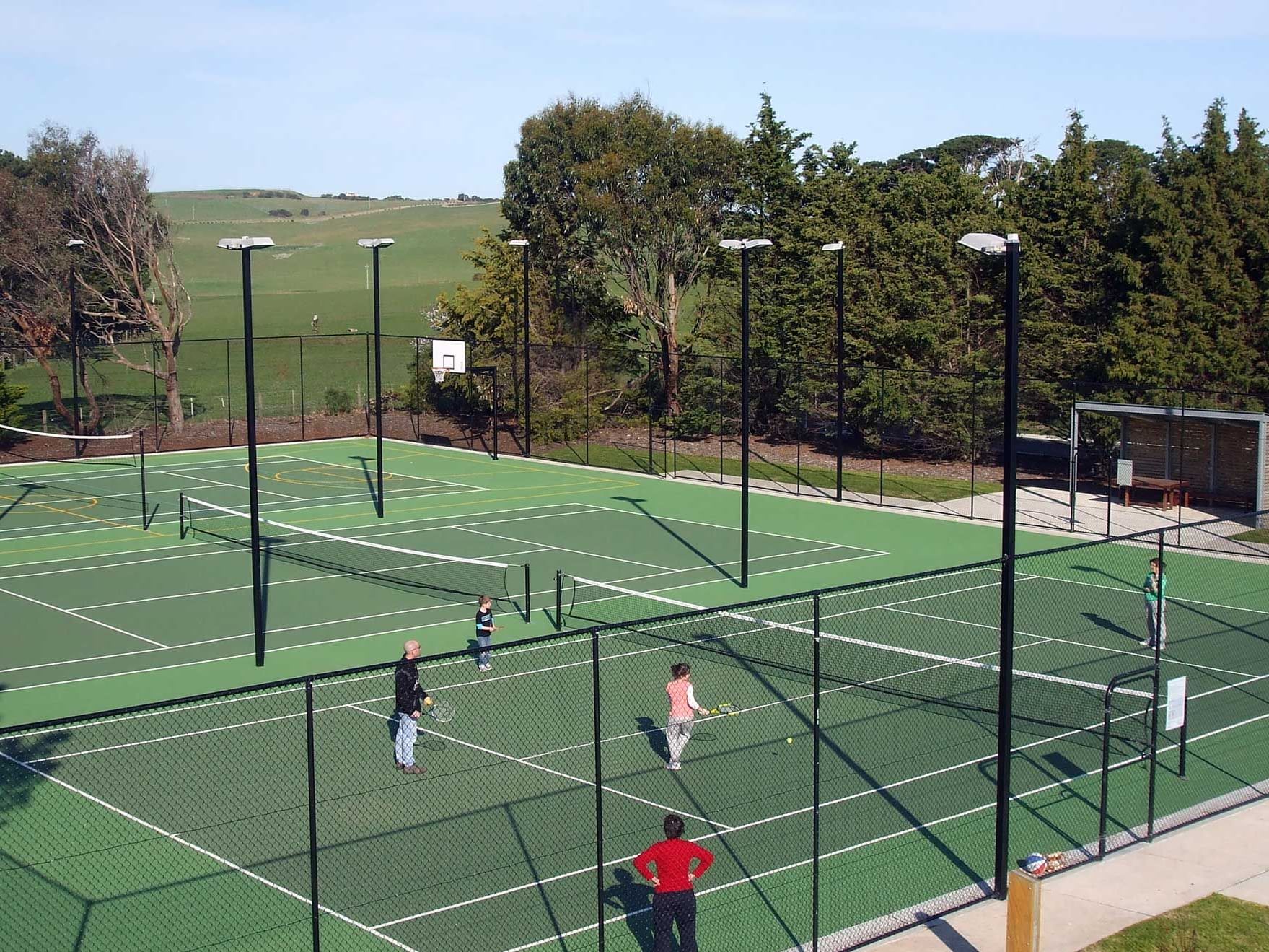 Aerial view of the basketball court at Silverwater Resort
