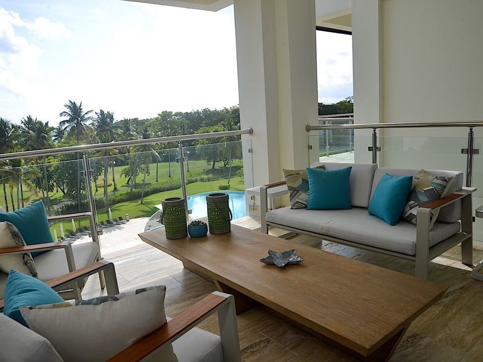 Balcony lounge area in Luxury Penthouse at Blue JackTar Hotel
