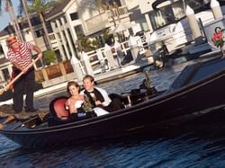 wedding couple sailing in a boat