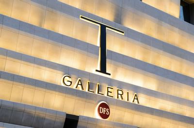 Closeup of T Galleria Store's sign near Goodwood Park Hotel