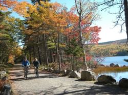 couple biking on carriage roads