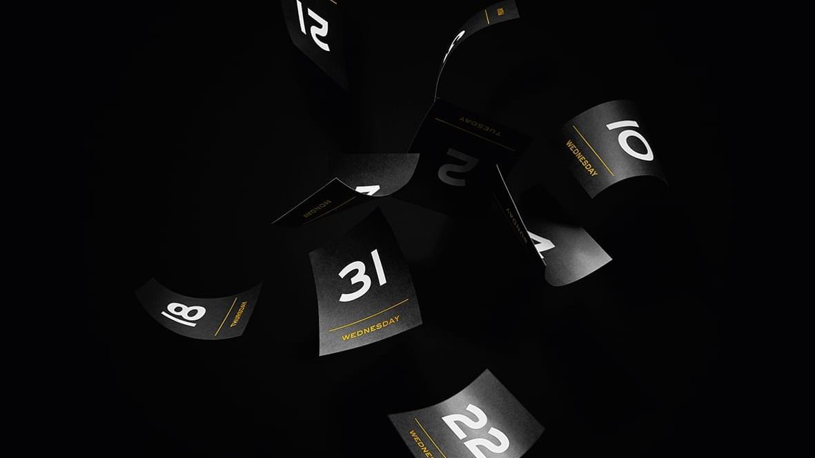 Dark themed poster of days in calendar falling at Crown Hotels