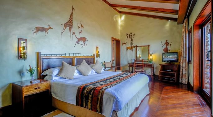Interior of the bedroom in Kimba Suite at Ngorongoro Serena