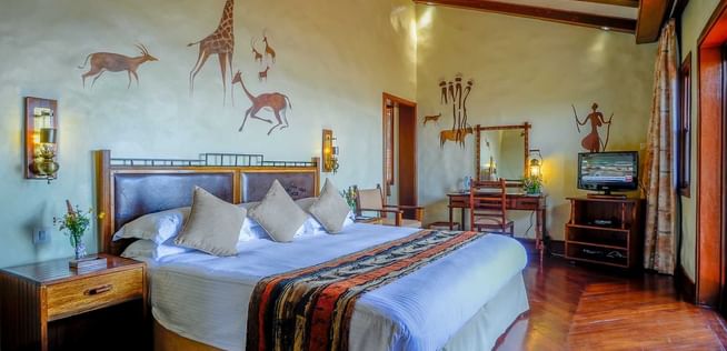 Interior of the bedroom in Kimba Suite at Ngorongoro Serena