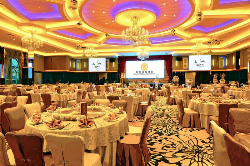 Banquet tables in Grand Imperial Restaurant at Sunway Lagoon