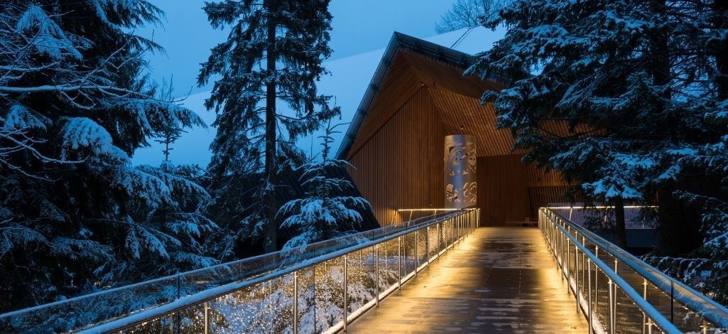 Audain Art Museum walkway in winter