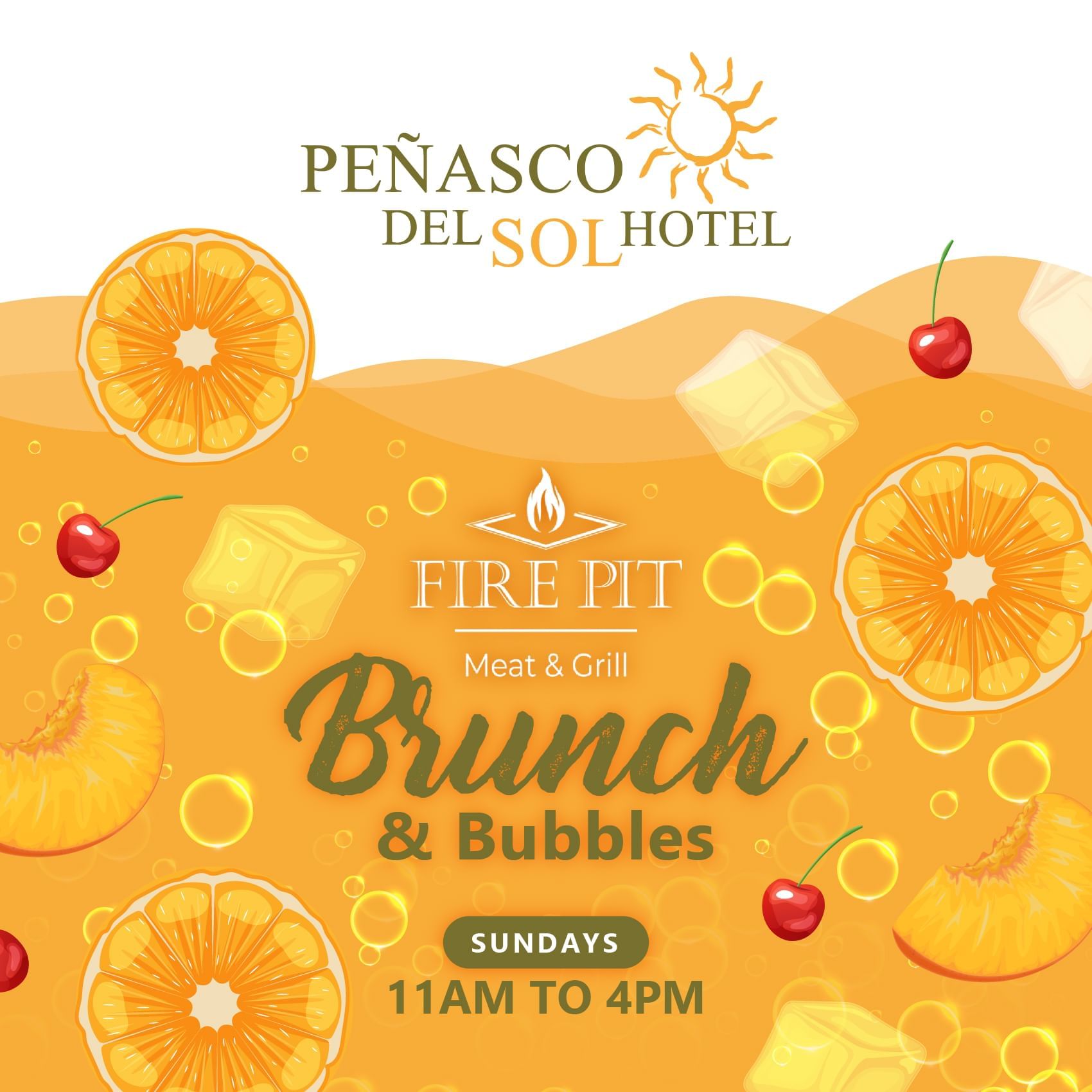 Brunch & Bubbles event poster used at Penasco del Sol