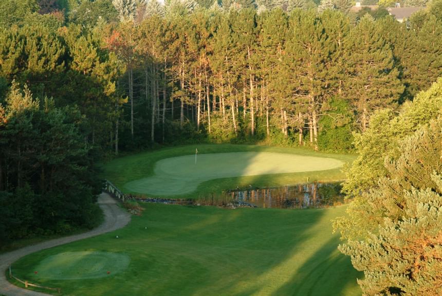 Distant view of the Golf course at Evergreen Resort