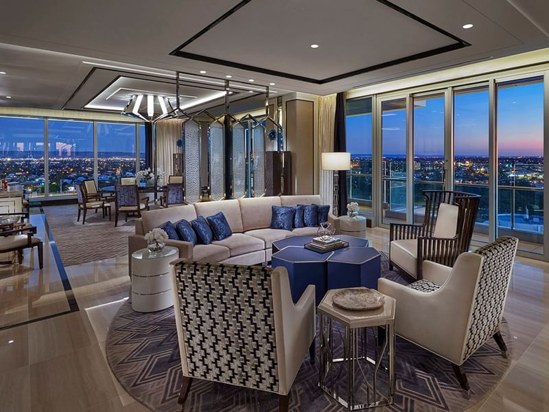 Living room in 2-Bedroom Crystal Villa at Crown Towers Sydney