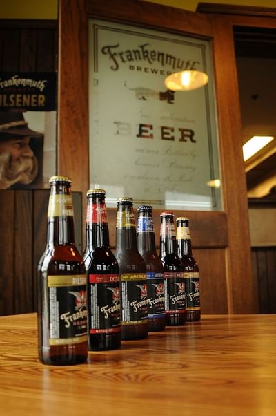 Beer bottles on the desk in Frankenmuth at Marv Herzog Hotel