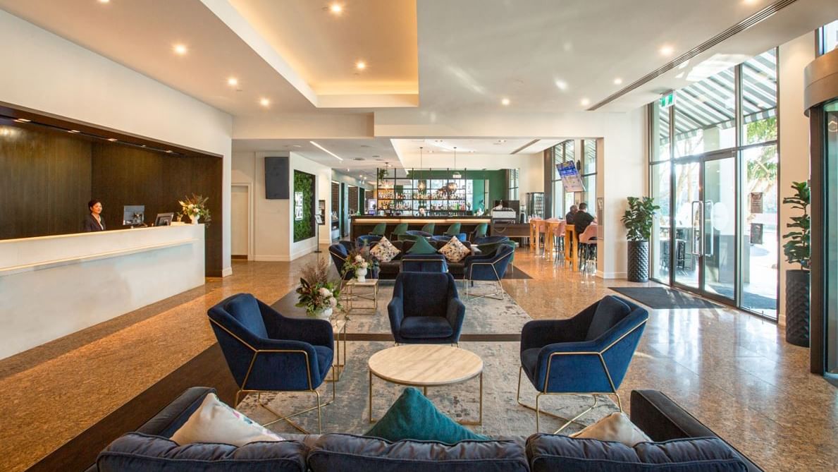 Spacious lobby lounge area at Novotel Glen Waverley