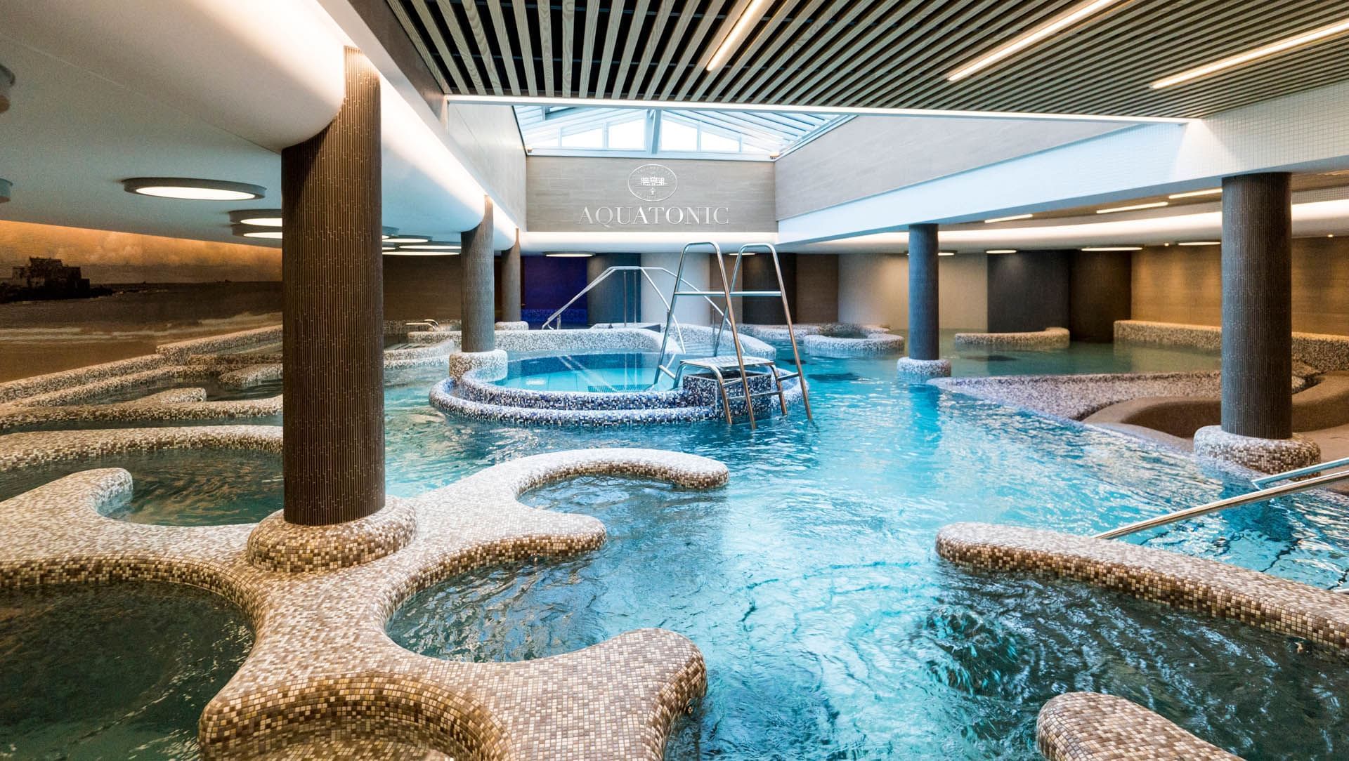 Aquatonic Pool features mosaic tiling at Le Grand Hôtel des Thermes
