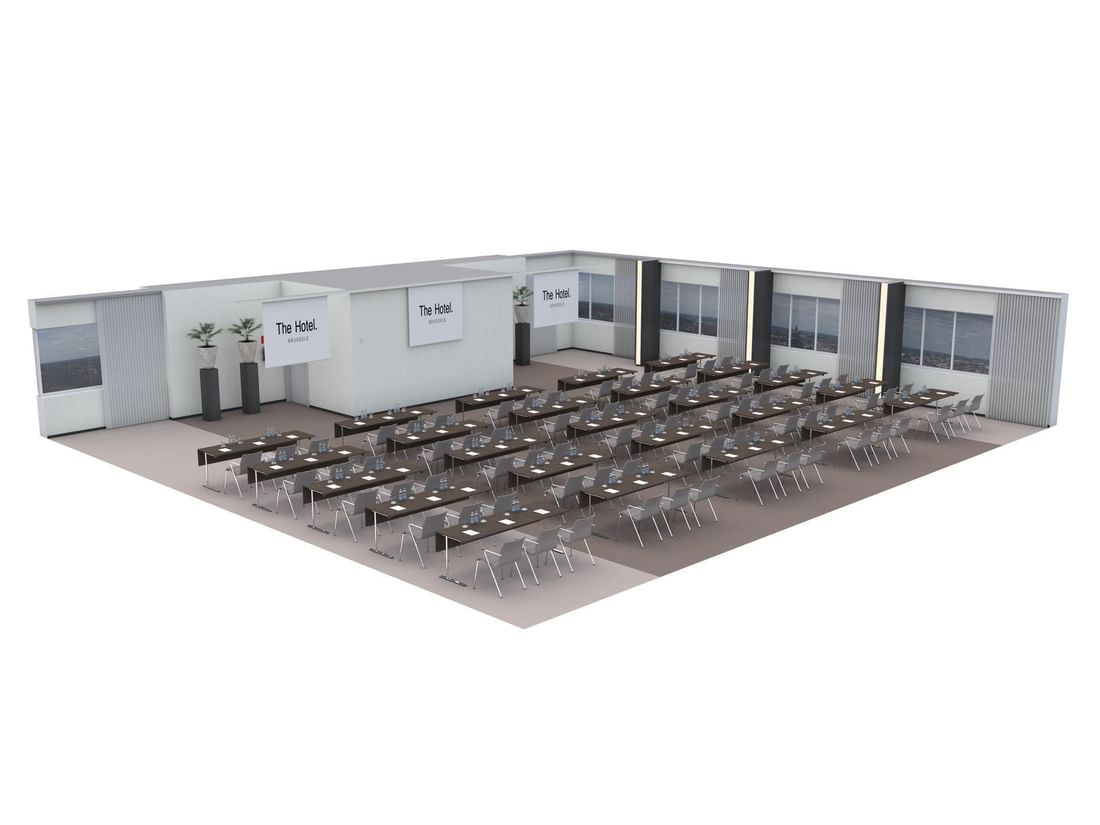 Plan en 3D de la salle de réunion Vista 27 à l'Hôtel Brussels