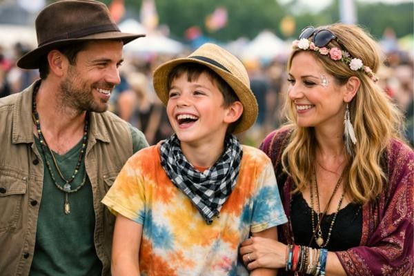 Family enjoying Guilfest in Guildford
