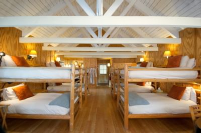 Interior of a room with 2 bunk beds at Sleeping Lady Mountain