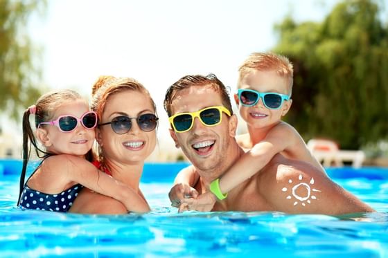 Family in pool
