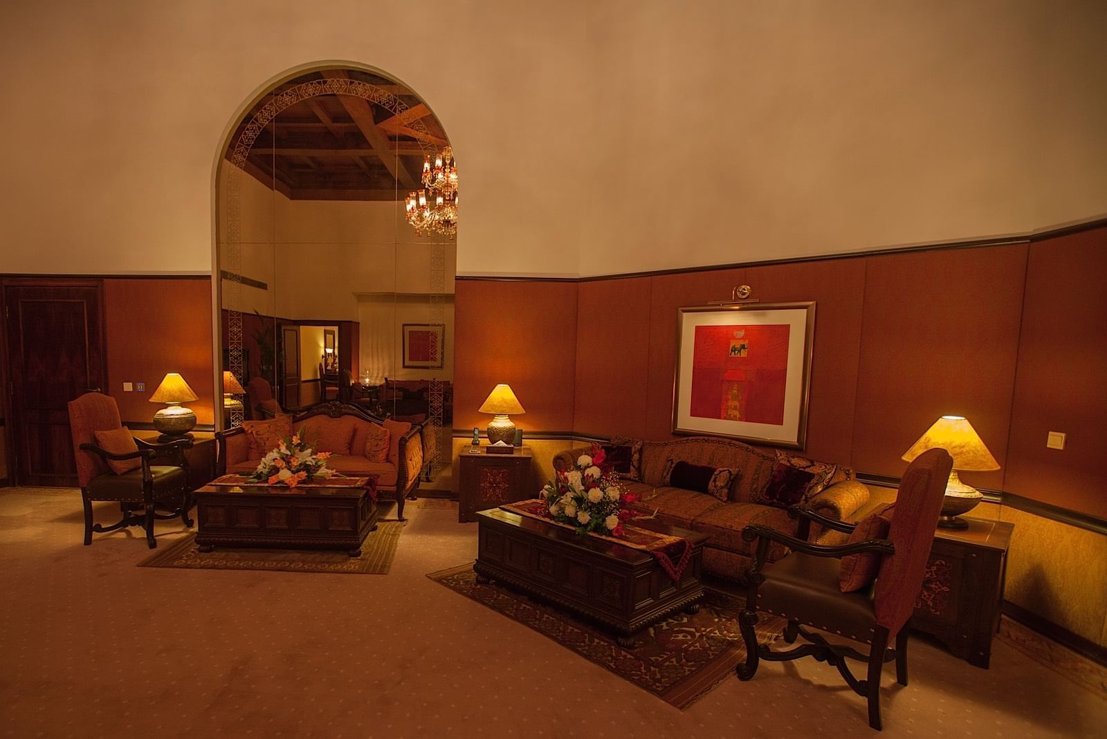 Interior of a lounge area at  Islamabad Serena Hotel