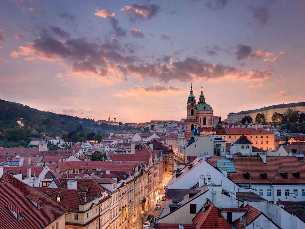 View of the Prague city & hills near Almanac X Prague