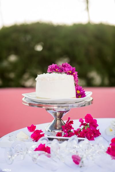 Close-up of a cake on a table at Southern Palms Beach Club