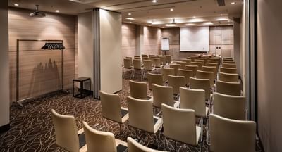Theater-style setup in an event room at Uptown Palace Milan