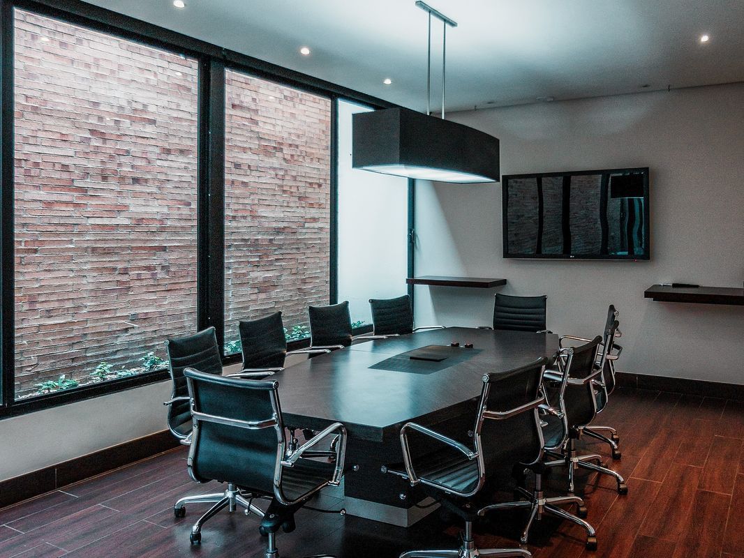 Table arrangement in a boardroom at Blue Doors Hotels