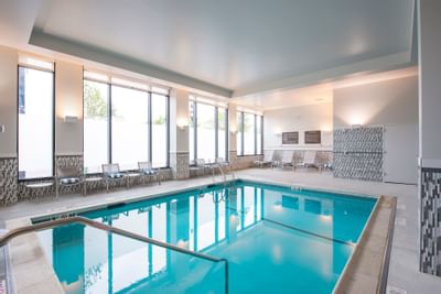 Sunbeds by the indoor pool at The Portsmouth Collection