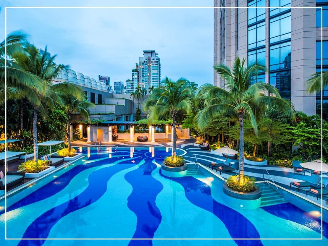 View of swimming pool at Emporium suites at Chatrium hotel