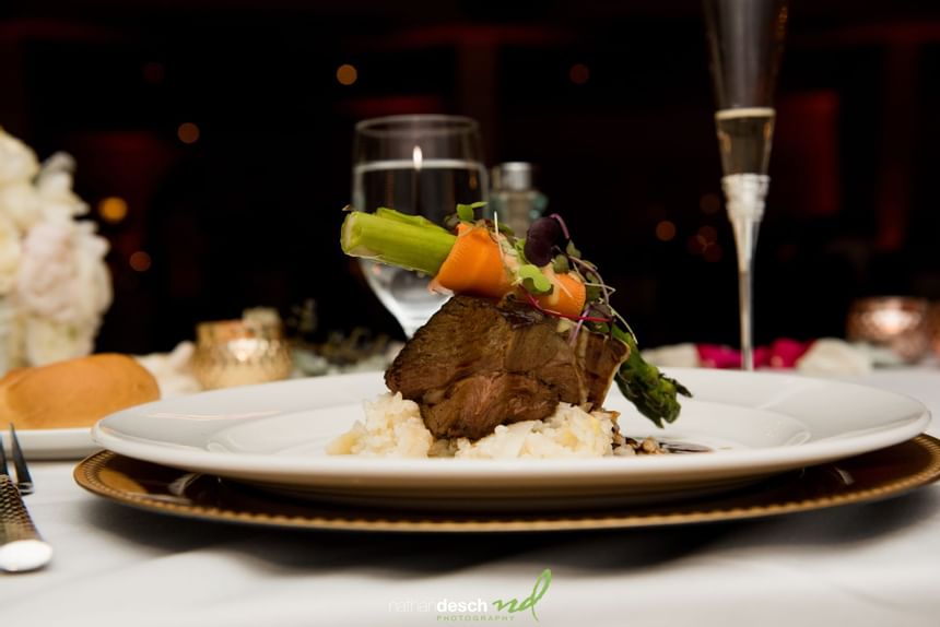 Close-up of a fine dish served at our Avalon NJ wedding venue