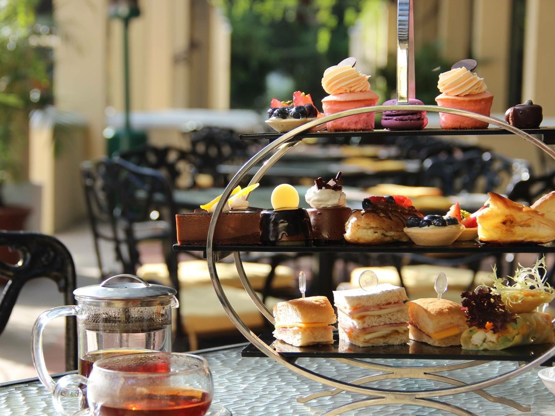 High tea set-up served in Panorama Lounge, Grand Coloane Resort