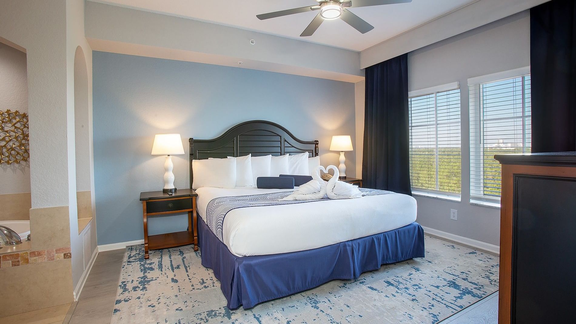 LBV Signature Collection Suites - 3 Bedroom 3 Bath - Primary Bedroom with King Sized Bed and Tile Flooring