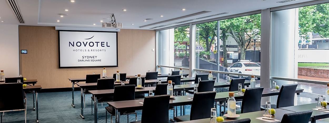 Classroom set-up in Little Pier Room at Novotel Darling Square