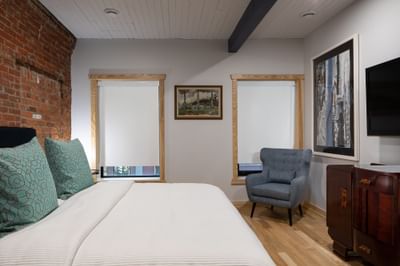 Bedroom interior of Apartment 203B at Retro Suites Hotel