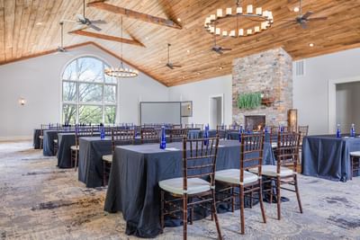 Meeting room with rows of tables in Inn at Willow Grove