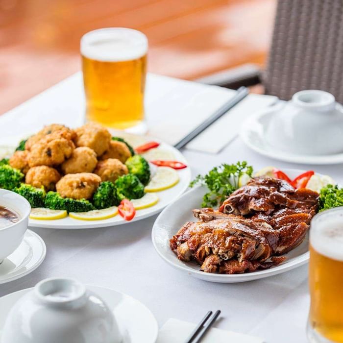 Closeup of dish served with beer at Darwin Airport Hotels