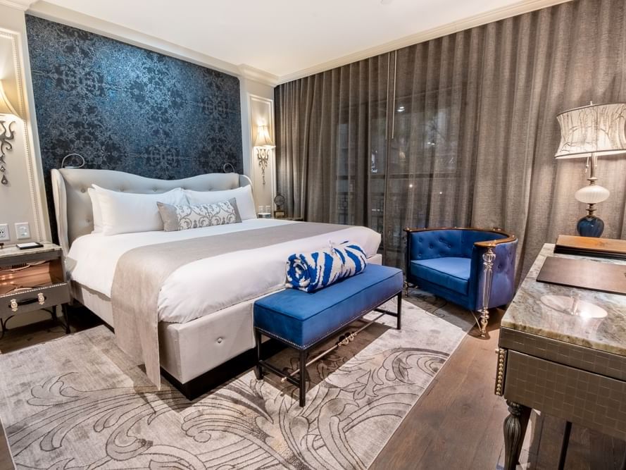 bed in cozy room