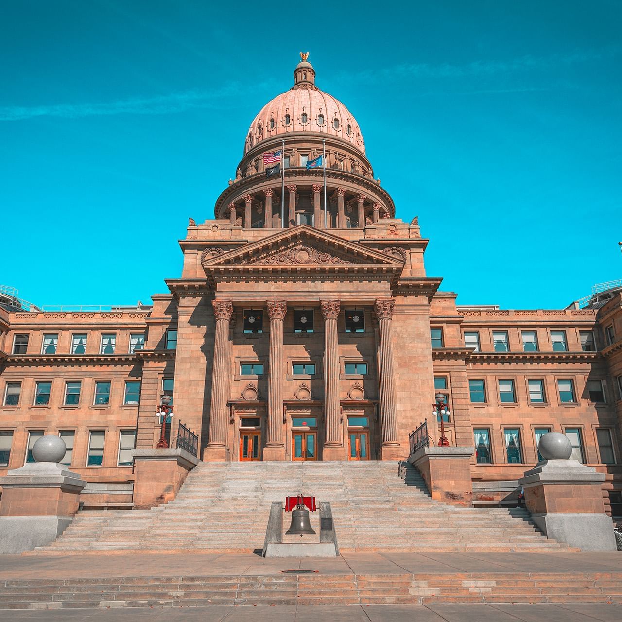 State Capitol building with a grand staircase near Hotel 43