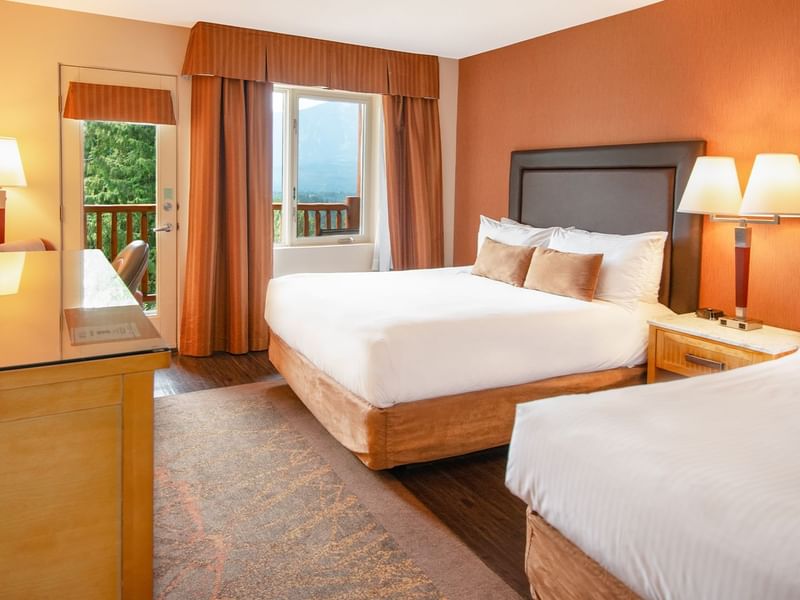 Hotel guest room with two queen beds