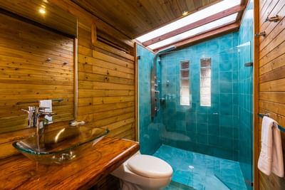 Bathroom vanity and shower area in Master Suite at Hotel Isla Del Encanto