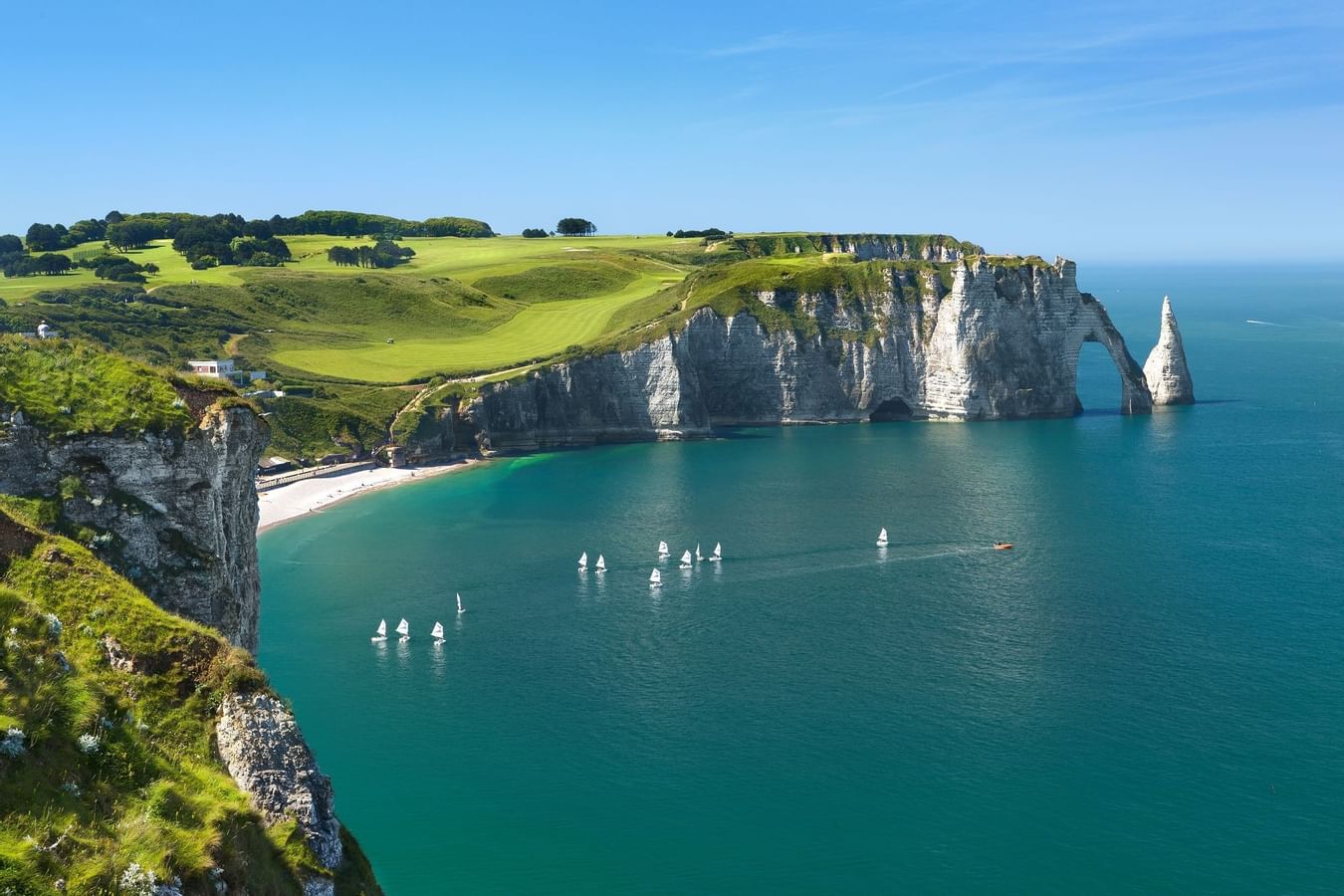 White chalk cliffs, Etretat Normandy near The Originals Hotels