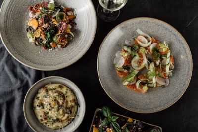 Vegetarian dishes at Bay Restaurant in Freycinet Lodge