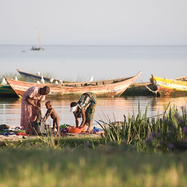Villagers fishing in Lake Victoria at Kirawira Serena Camp