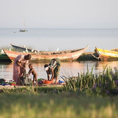 Villagers fishing in Lake Victoria at Kirawira Serena Camp